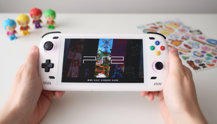 Hai tay cầm máy game Android Ayn Odin 2 với màn hình sáng