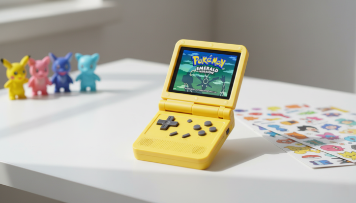 Máy game retro cầm tay Powkiddy V90 thiết kế gập kiểu GBA SP