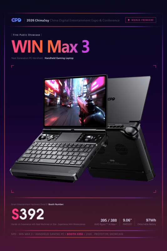 gpd win max 3 ra mat tai chinajoy 2026 thiet ke modular pin thao roi