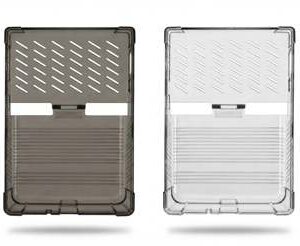 Ốp TPU TrimUI Brick Pro hai màu Đen trong suốt và Trong suốt cạnh nhau trên nền trắng
