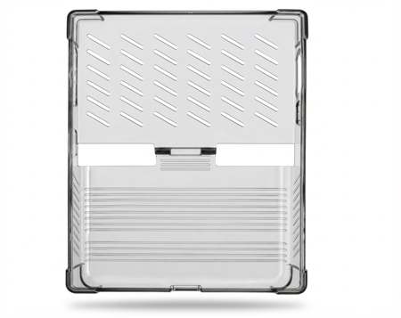 Ốp TPU TrimUI Brick Pro màu đen trong suốt nhìn từ mặt sau nền trắng